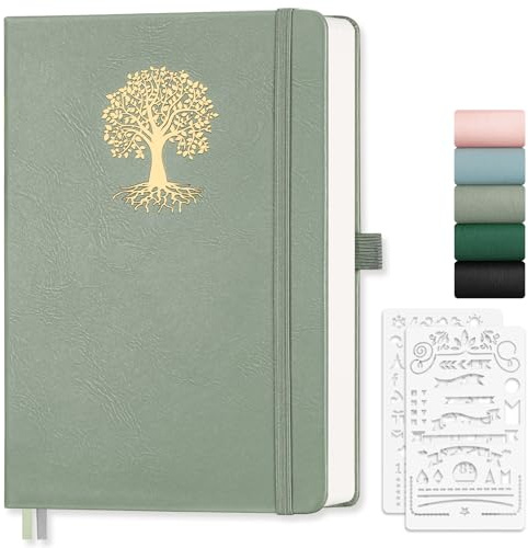 EMSHOI A5-Notizbuch, blanko, Tagebuch, 192 Seiten, 100 g/m², Hardcover, Leder, Skizzenbuch mit Kritzelschablone, unliniert, einfarbiges Kunst-Skizzenbuch für Damen, Herren, Arbeit, Schule, Zeichnen,