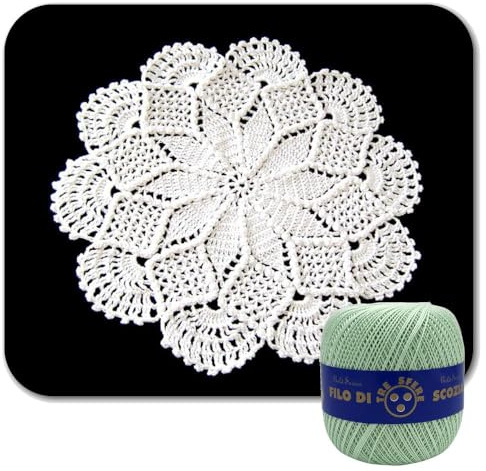 Hellgrün Hakeldeckchen rund aus Baumwolle 26 cm (28CN) - Made in Italy