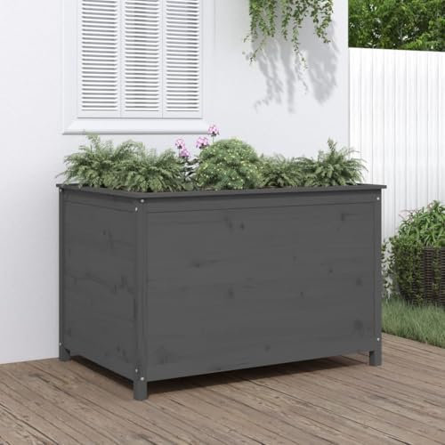 Somanki Hochbeet Grau 119,5x82,5x78 cm Massivholz Kiefer, Palettenrahmen, Hochteich, Gemüsebeet, Kräuterregal Balkon, Blumenbeet, Kräuterspirale, Tomatenbeet, Pflanzhochbeet - 825312