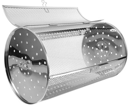IWOWHERO Asador Cesta Para Barbacoa Ruedas De Acero Inoxidable Para Asar Verduras Kebabs y Pollo El Horno Asador De Cocina