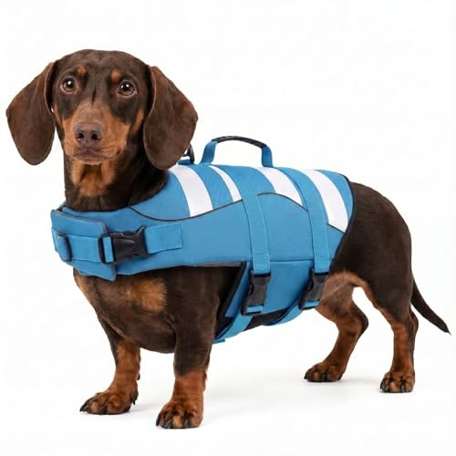 ASENKU Salvagente Cane Taglia Piccola XS, Giubbotto Salvagente Cane con Manico, Pettorina Salvagente Cane,Giubbotto Galleggiante per Cani, Aiuto al Galleggiamento per Mare,Piscina,Lago