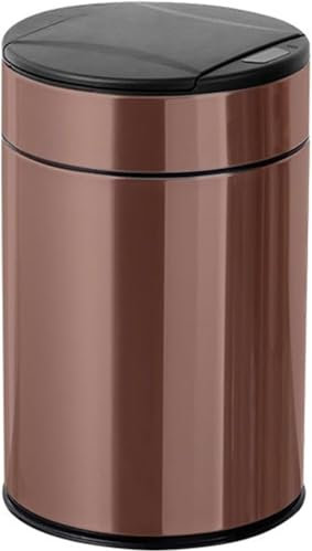 Poubelle automatique sans contact de 2,6 gallons, poubelle ronde en acier inoxydable avec couvercle, fermeture en douceur, poubelle à doublure amovible, poubelle de salle(One Color-Rose Gold)