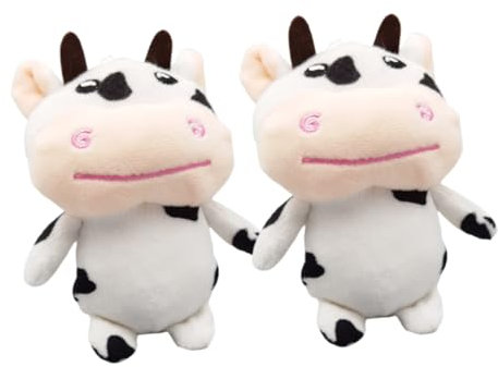 COLLBATH 2piezas Muñeca de Vaca Suave de Peluche Llavero de Animales de Peluche de Vaca Lechera como Colgante de Bolso Mochila o Llaves de Coche Obsequio de Juguete de Granja