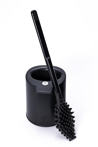 Biom Paris – Brosse WC Innovante Hygiénique sans Poils avec Support – Brosse Toilette Anti-Goutte, Antibactérienne - Balai WC Design, Reste Propre – 100% Fabriqué en France
