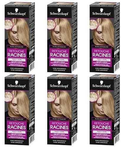 6x Schwarzkopf 7 Tage Retouche Ansatz-Kaschierung, Mittelblond, Haarfarbe für schnelle und einfache Ansatzbehandlung 60ml (6er Pack)
