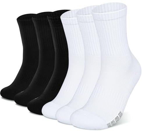 HIKERHEAVENLAR Cushioned Sports Socks Men Women Grip Tennis 13-16 XL 6P | Anti blister Terry-sole, Reinforced Toes, Arch-support, Breathable & Moisture wicking Athletic Training Running Basketball