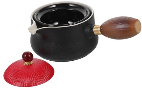 CIYODO Tetera de Cerámica Negra con Asa Giratoria, Gran Capacidad y Fácil de Limpiar, Adecuado para Infusiones y Uso Diario en Casa