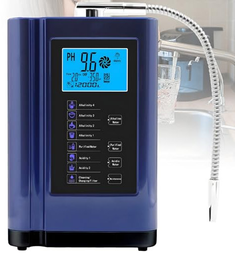 SHEUAO Ionizzatore Acqua Alcalina,Depuratore Acqua Domestico Frizzante,Purificatore d'Acqua agli Ioni,Macchina Ionizzatore Alcalino per Acqua Uso Domestico da Cucina Orp da +600 A -500mv,Blue