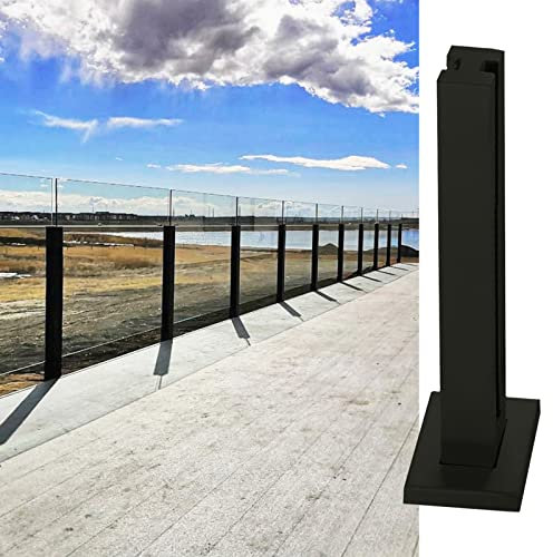 Poteau de Garde-Corps en Verre pour terrasse, clôture de Jardin, Balustrade, Panneaux de Balustrade extérieurs en Verre Noir, Pinces de Colonne en Acier Inoxydable pour terrasse, Balcon, Pat