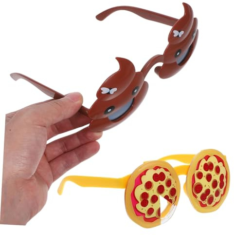DIKACA 2 Stück Lustige Kostümbrille Kreative Party Requisiten für Erwachsene Fotorequisiten für Halloween Themenfeiern mit Einzigartigem Pizza Kackhaufen Design
