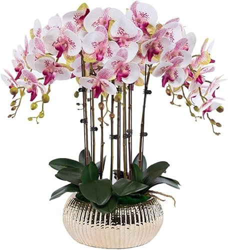SdaryWare Orchidée Artificielle 63 cm, phalaenopsis Artificiel avec Vase en céramique, Fleur Artificielle en Pot pour décoration intérieure, orchidée Artificielle, Rose Clair,Light Pink-63cm