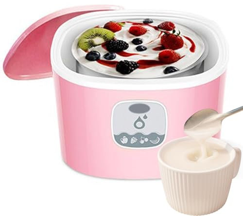 Máquina de fermentación de yogur multifunción, capacidad de 1 litro con forro de acero inoxidable, pantalla LED, control de temperatura constante para yogur y queso