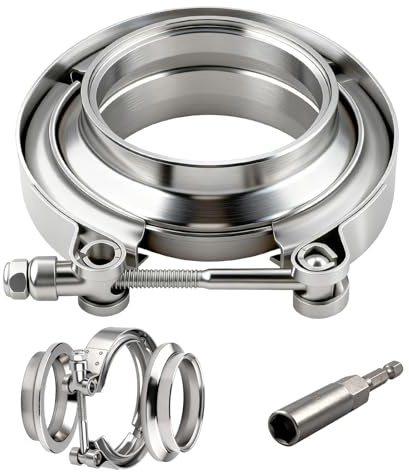 mawmuaw V-Band Abrazadera Tubo Escape de Acero Inoxidable 50,8 mm (2,0) con Bridas Macho y Hembra Abrazadera Clip Tubo Acero para Tubos de Escape Turbo Escape Downpipe