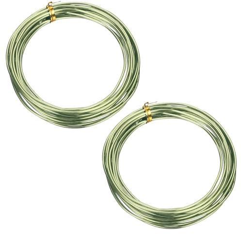 QUARKZMAN 2 Rollos Alambre Bonsái 2mm Cada Rollo 16.4 Pies (5m) Alambre Para Bonsái Aluminio Anodizado Para Jardinería Fijación De Ramas De Árbol Artesanía DIY Verde