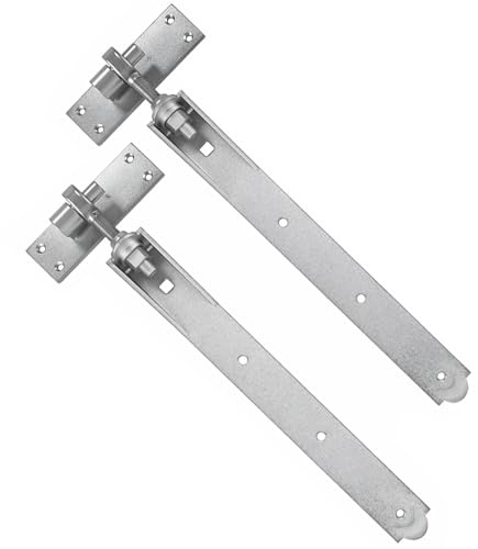 SCORPIO HARDWARE® Adjustable Gate Hinges Heavy Duty Hook and Band Black Galvanised for Garden Shed Door (Galvanised, 18/450mm)