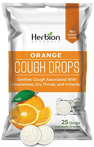 Herbion Naturals Hustenpastillen mit natürlichem Orangengeschmack, Nahrungsergänzungsmittel, 25 Lutschtabletten