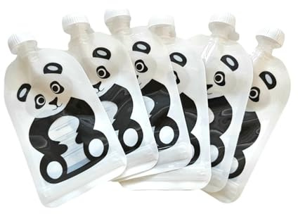 Fill n Squeeze Wiederverwendbare Quetschbeutel, BPA & PVC frei – Baby selbst mit gekochten Essen Gemüse Brei versorgen – Gefrierfach & Geschirrspülfest, einfach zu reinigen., 6 x150ml