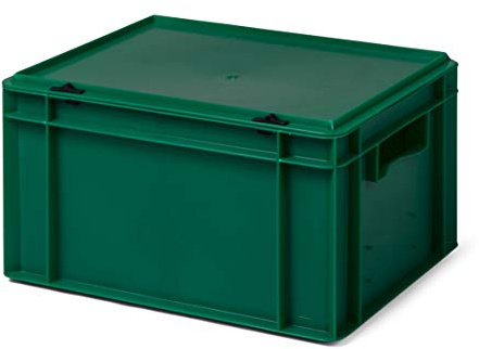 1a-TopStore Design Aufbewahrungsbox mit Deckel | Stapelbox stapelbar | 5 Farben | 8 Größen (40x30x22 cm, grün)