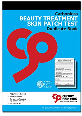 Cherry Carbonless NCR Beauty Treatment Skin Patch Test Duplicate Book | A5 Size | 50 Sets | Perforated Top Copy | Secure Binding | for Client Records