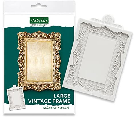 Katy Sue Large Vintage Picture Frame Silicone Mould for Cake Decorating & Crafts - Outer Frame Size 87mm x 120mm, Inner Aperture Size 78mm x 50mm