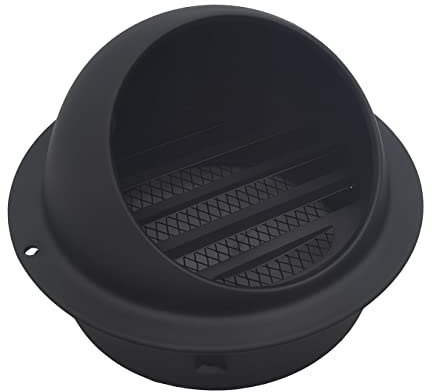 AZITICY Edelstahl Abluftgitter Abluft Zuluft Metall Gitter 100mm Lüftungsgitter Abschlussgitter Aussenhaube Rund mit Insektenschutz Wetterschutzgitter für Lüftungsrohr(Schwarz/100mm)