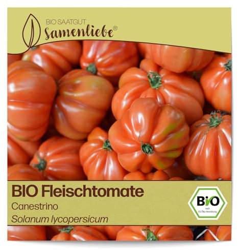 Samenliebe BIO Fleischtomaten Samen Canestrino Tomate rot 10 Samen samenfestes Gemüse Saatgut für Gewächshaus Freiland und Balkon BIO Gemüsesamen
