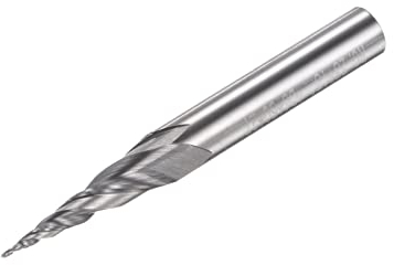 sourcing map Tapered Ball Nose End Mill, Uncoated Solid Carbide 2 Flute Spiral Milling Cutter, 0.25mm Radius, 0.5mm Diameter, 6mm Shank, 50mm Length, 15 Degree Angle