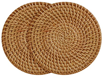 Surakey 2 Stück Topf Untersetzer aus Rattan 13cm Durchmesser - Runde Handgefertigte Untersetzer, Dekorative Untersetzer, Runder gewebter Untersetzer für Töpfe, Gläser, Schüsseln und Vasen