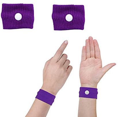 1 Pair Motion Sickness Wristbands, Natural Nausea Relief Bands for Kids &Adults, Anti-Nausea Wristbands, for Car Sea Sickness Travel Sickness Pregnancy Morning Sickness (Purple)