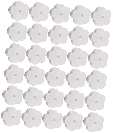 Happyyami Oil Absorbing Sponge Filter Sturdy Sponge Material 30pcs Flower Shaped White for Spa and Swimming Pools for Bathtub and Kitchen Cleaning
