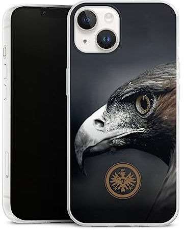 Slim Case kompatibel mit Apple iPhone 14 Silikon Handyhülle transparent Hülle extra dünn Eintracht Frankfurt Offizielles Lizenzprodukt Adler
