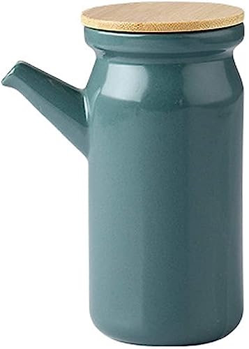 MAGICVOGEL Keramik Ölflasche Ölspender Essigspender mit Ausgießer Olivenöl Behälter Sushi Dispenser Sojasauce Flasche mit Deckel für Küche Kochen Pasta (Dunkelgrün)