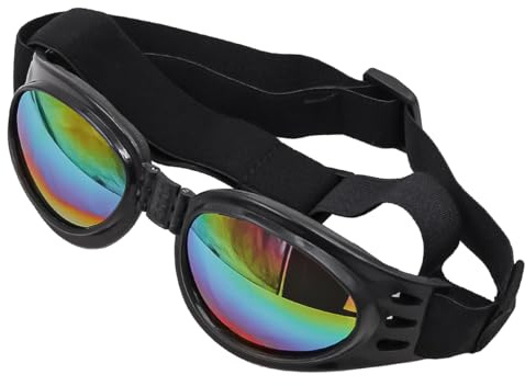 POFET Lunettes de Soleil Pliables pour Chien avec Sangle réglable, Protection UV, imperméable, Coupe-Vent, Anti-poussière, pour Chiens de Petite et Moyenne Taille