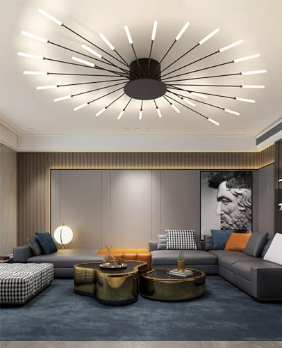 QAZPLM LED Deckenleuchte Wohnzimmer Deckenlampe moderne Pendelleuchte dimmbar mit Fernbedienung Deckenleuchte Schlafzimmer Büro Arbeitszimmer Kronleuchter