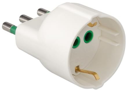Ekon adattatore per spina italo-tedesca, spina italiana 16A, presa italo-tedesca 16A, Made in Italy, bianco