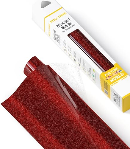 POLI-FLEX® PEARL GLITTER® – glitterfolie för textilier – flexfolie med glittereffekt för strykning, plotterfolie för gör-det-själv-skjortor, vinröd, 30,5 cm x 61 cm