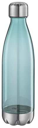 Cilio Trinkflasche ELEGANTE grün transparent | 700 ml | Tritan/Edelstahl satiniert | BPA-frei | Geeignet für Kohlensäure | Bruch- und auslaufsicher | Mit Schraubverschluss | Getränke bis 50 °C