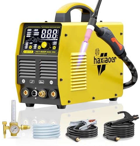 HAXIAOER 200A AC DC TIG Welder with Pulse, [Large LED Display] 6 In 1 Aluminum TIG Welder With AC Pulse TIG/AC TIG/DC Pulse TIG/HF TIG/ARC/Spot TIG, 220V