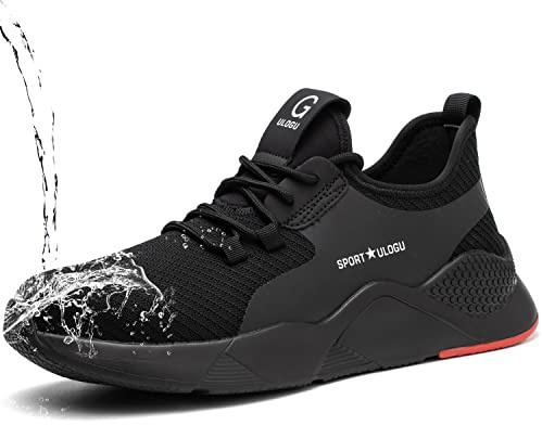 Steel Toe Shoes Men Waterproof Lightweight Work Sneakers Safety Athletic Alloy Roofing Construction Composite Indestructible Warehouse Tennis Zapatos de Trabajo para Hombres seguridad Acero Black