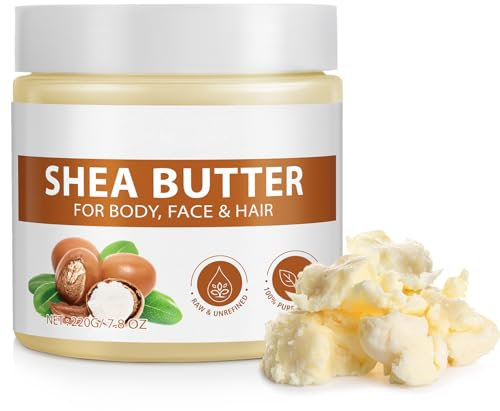 Sheabutter Bio, Feuchtigkeitsspendend, Nicht Fettend, Ihre Haut und Haare werden nie Wieder Trocken Sein, Sheabutter für Körper, Gesicht und Haare – 7,8 oz