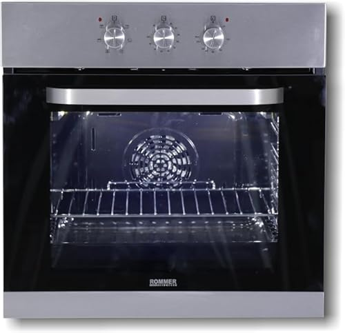 Horno encastrable Rommer, capacidad 69 litros, grill, 6 funciones, frotal negro e Inox
