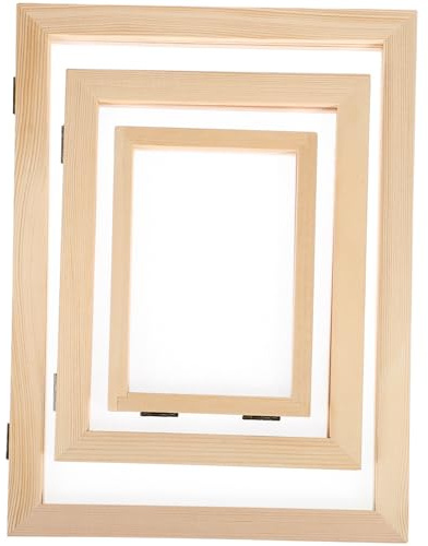NUOBESTY 3 Stück Papierherstellungsrahmen Selbstgemacht Papiersiebe in 3 Größen (12,5x18cm 19x25cm 25x34cm) Glatte Oberfläche Natürliche Holzfarbe für Papierhandwerk und Bastelprojekte