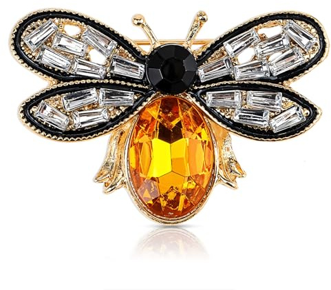 Bee Brooches Pins for Women Crystal Rhinestone Vintage Brooches Safety Bee Jewelry Lapel Pins Insect Brooch Stylish Colorful Cartoon Animals Accessories Gifts (Gold)