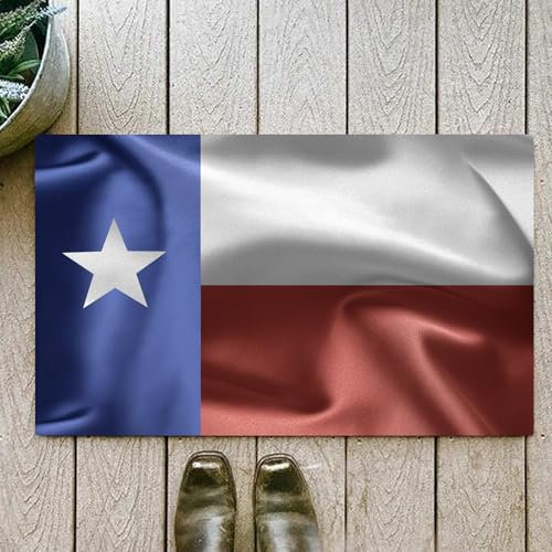OHJEAJDS Badezimmerteppich rutschfest Badematte 60 x100 cm,Badteppich Saugfähig Weich Maschinenwaschbar für Badezimmer,Seidenstoff mit Flagge des Staates Texas, Stern, Freiheitssymbol, Overlockstoff
