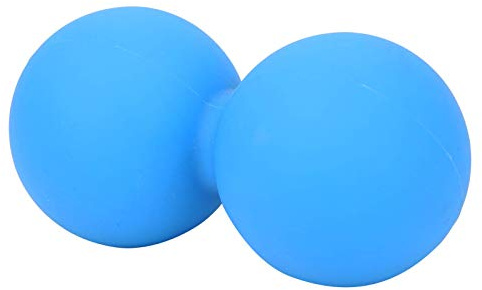 Jordnöts massageboll, 12 x 6 cm silikongel dubbel lacrosse träning boll muskelrulle punktmassageverktyg för yoga gym fitness body (blå)