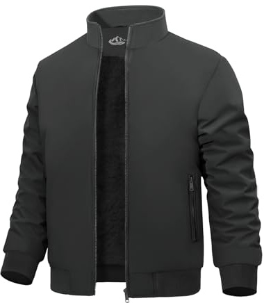 Xnova Giubbotto Invernale Uomo Leggero Giacca Bomber Uomo Militare Impermeabile Caldo Giubbino in Pile Antivento Casual Jacket Giubbotto da Lavoro con Zip e Tasche, Grigio, XL