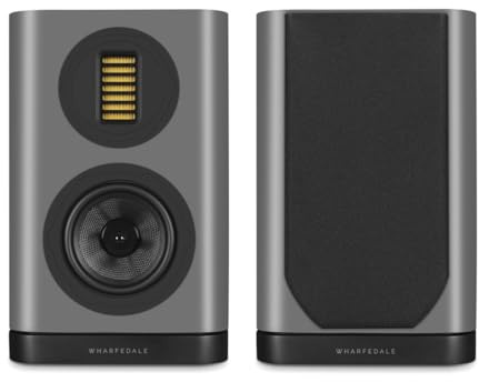 Wharfedale EVO 5.1 Bookshelf Speakers (Pair) – 5″ Woven Kevlar Woofer, 35 × 70 mm AMT Tweeter, Bass‑Reflex, Walnut (Lunar Grey)