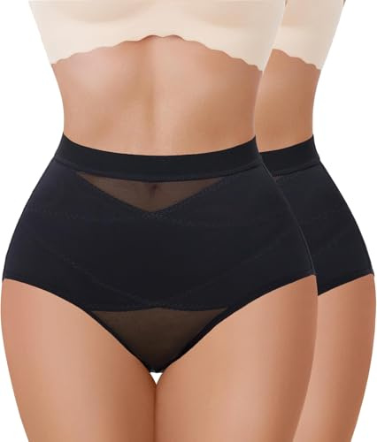 Nebility 2 Pezzi Guaina Contenitiva Donna Pancia Piatta Pancera Contenitiva Modellante Snellente Pantaloncini Intimo Mutande Contenitive Modellanti Slip Dimagrante Shapewear (Nero+Nero, XXL)