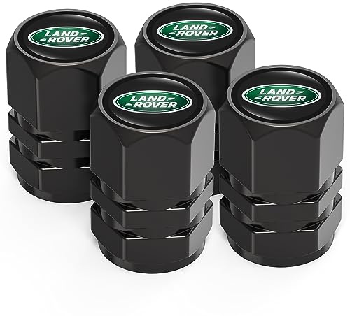 per Tappini gomme auto, tappi auto gomme per Land Rover Discovery Range Rover Sport, cappuccio valvola a prova di perdita, tappi valvole pneumatici auto, Nero, 4 pezzi