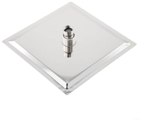 Soffione doccia a pioggia grande rotondo o quadrato in acciaio inox con finitura cromata lucida, gomito girevole regolabile e getti in gomma facili da pulire per montaggio a parete o a soffitto